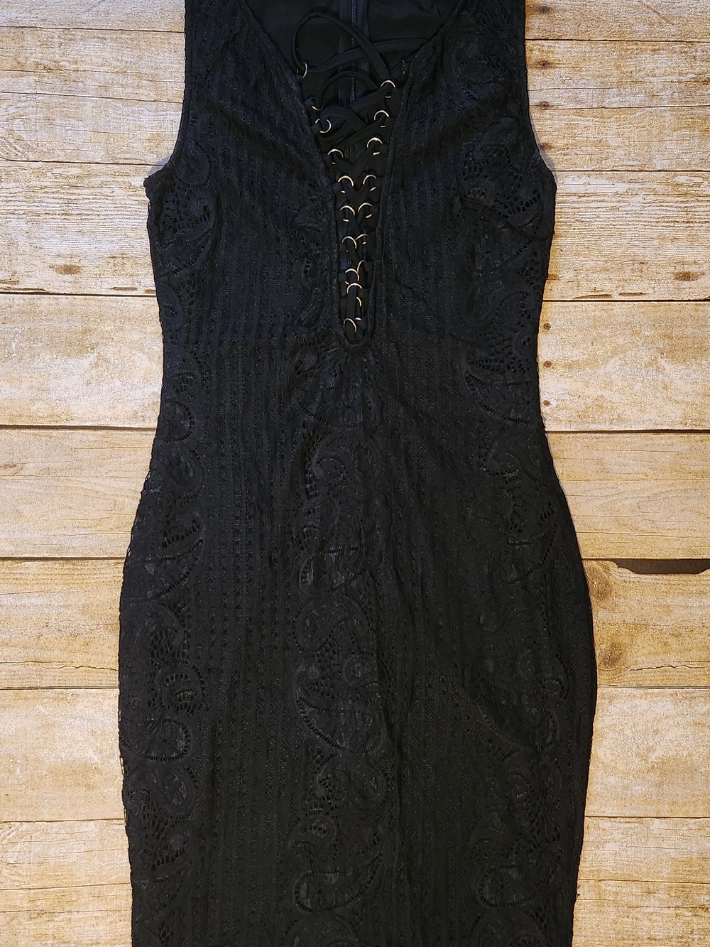 Black Lace-Up Sleeveless Bodycon Dress - Women